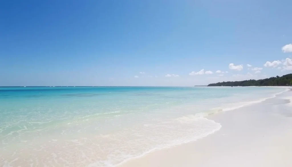 Sunny day at Two Foot Bay beach with clear blue skies and calm waters