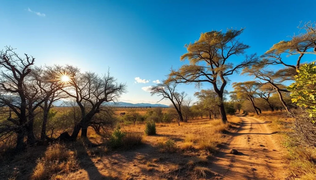 Sunny day at Zombitse-Vohibasia National Park during dry season showing clear trails and wildlife activity