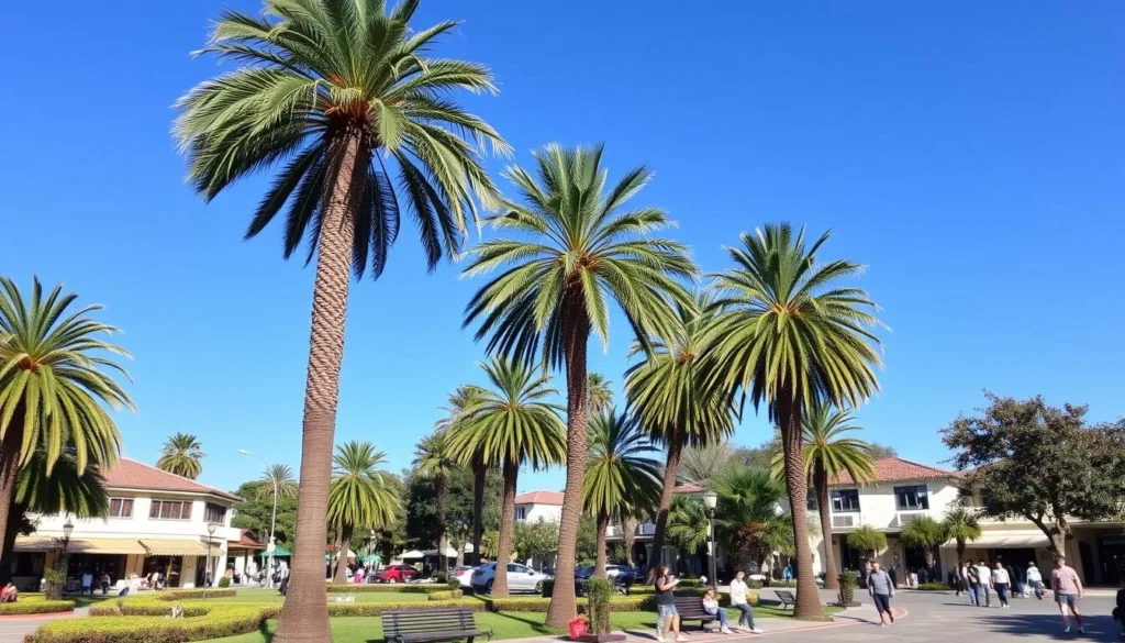 Sunny day in Catacamas central park with palm trees and blue skies Sunny day in Catacamas central park with palm trees and blue skies