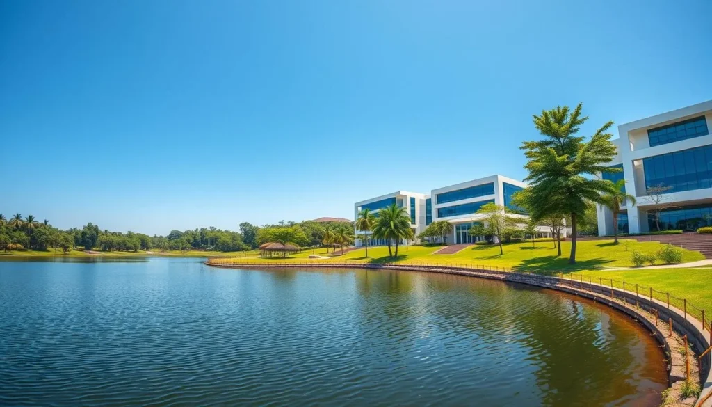 Sunny day in Depok with blue skies over University of Indonesia campus Sunny day in Depok with blue skies over University of Indonesia campus