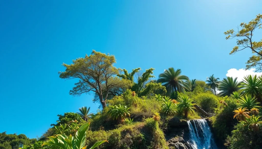 Sunny day in Patuca National Park during dry season showing clear skies and lush vegetation Sunny day in Patuca National Park during dry season showing clear skies and lush vegetation