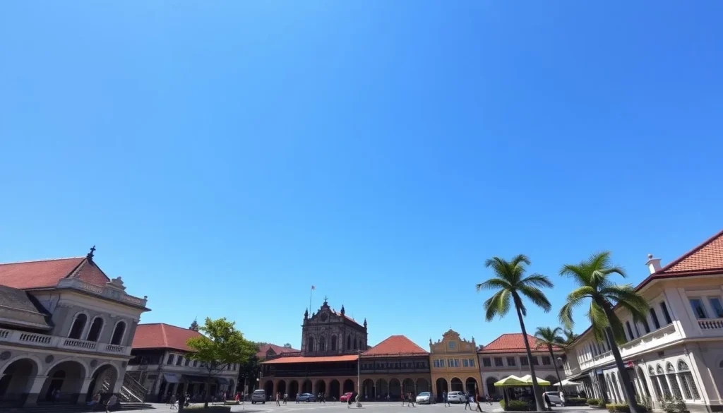 Sunny day in Semarang with blue skies over Kota Lama (Old Town) district