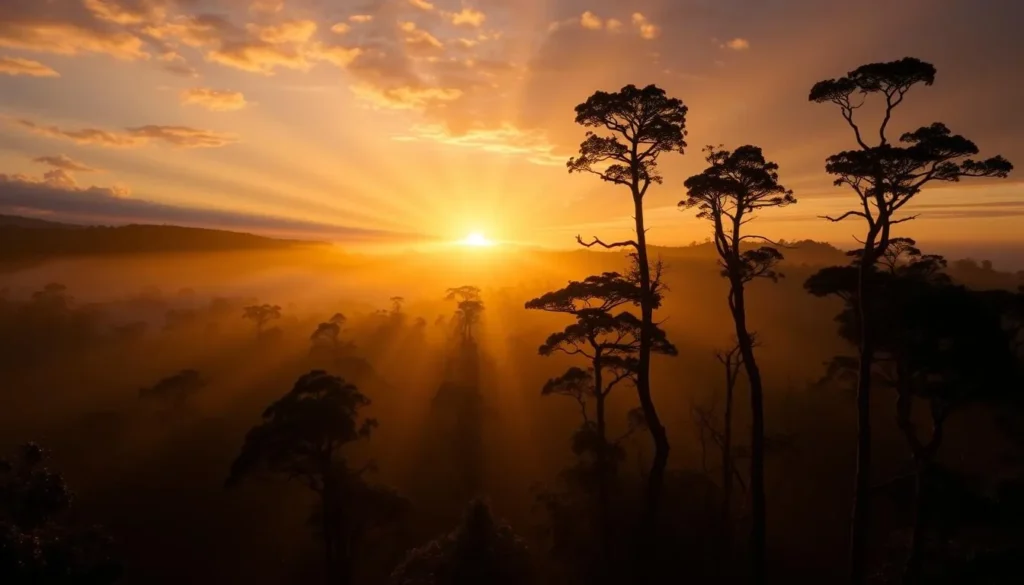 Sunrise over Analamazaotra National Park