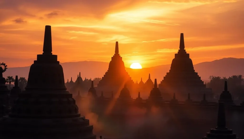 Sunrise over Borobudur Temple in Java - Indonesia best things to do