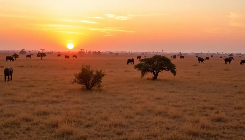 Sunrise over Sadengan Savannah in Alas Purwo National Park during dry season