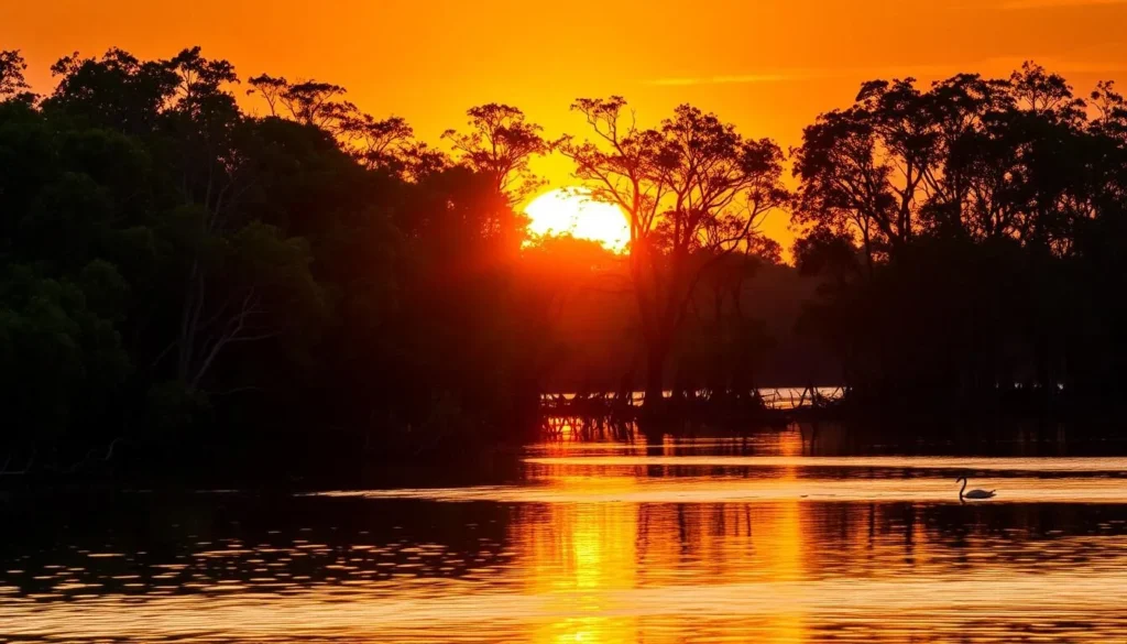 Sunrise over mangrove forests at Kakarativu Island, Sri Lanka