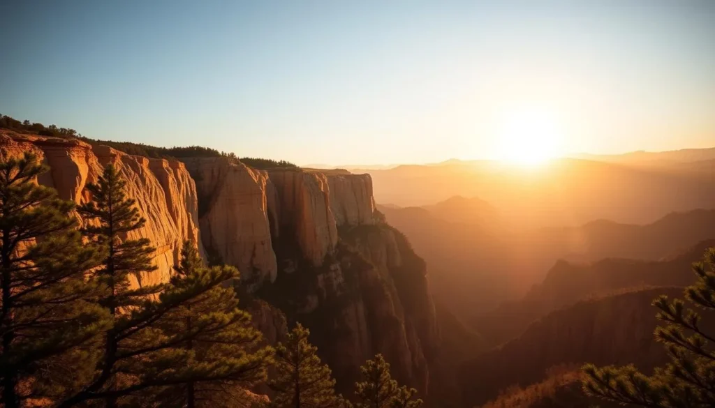 Sunrise view of Candameña Canyon from a viewpoint in Basaseachic Falls National Park