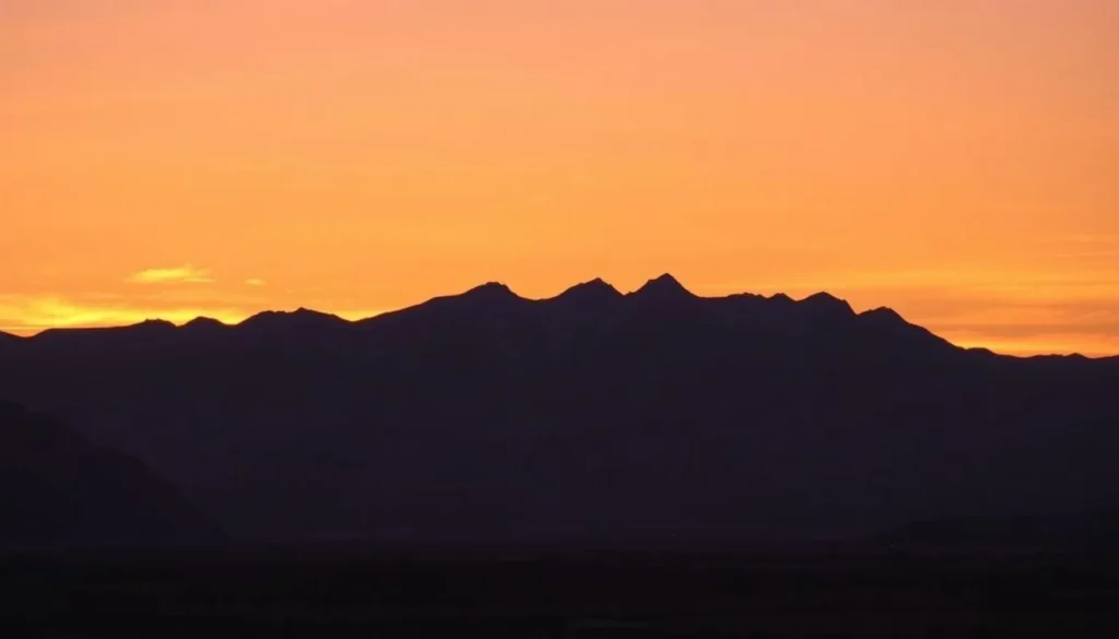 Sunset at Manzanar National Historic Site with mountains in background