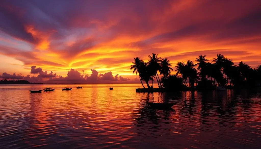 Sunset at Pontal de Maracaipe where the river meets the ocean