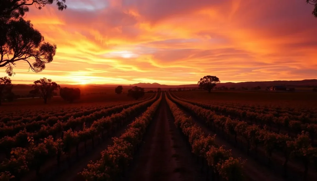 Sunset over Clare Valley South Australia vineyards Sunset over Clare Valley South Australia vineyards