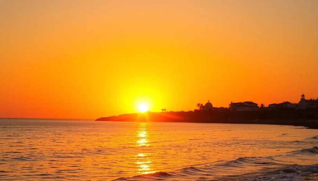 Sunset over Larache's Atlantic coast during spring season Sunset over Larache's Atlantic coast during spring season