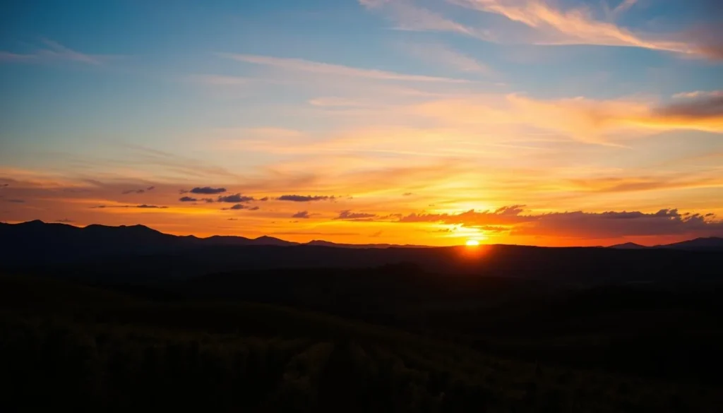 Sunset over Mount Alford Queensland vineyards and countryside Sunset over Mount Alford Queensland vineyards and countryside