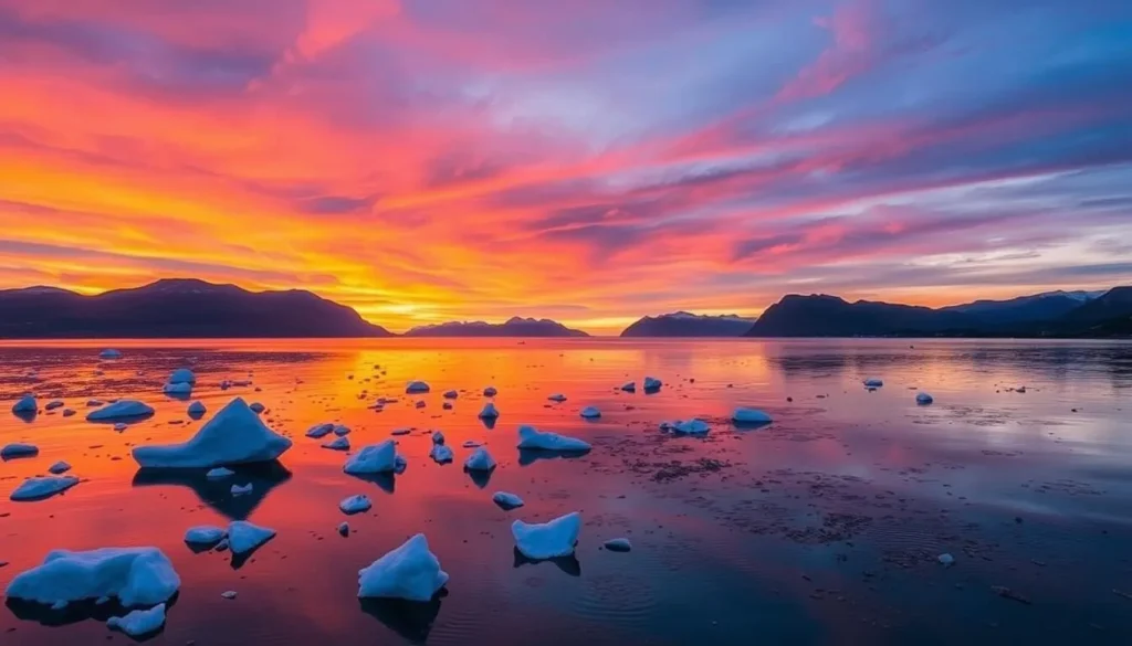 Sunset over Nuuk Fjord with icebergs and mountains - Nuuk, Greenland: Best Things to Do
