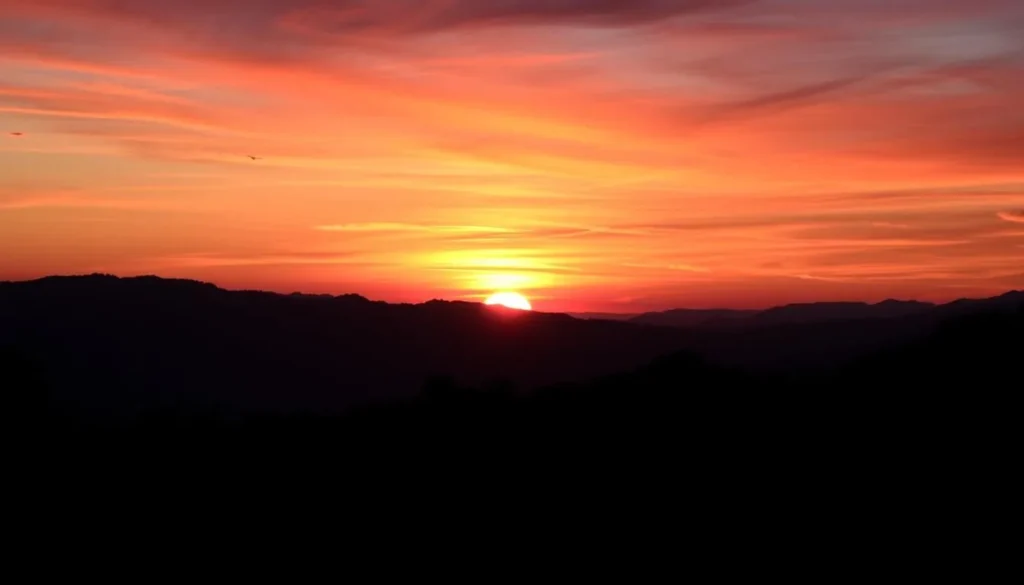 Sunset over Sierra de Agalta National Park mountains