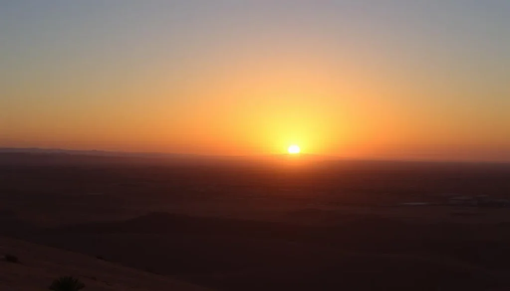 Sunset over Smara, Morocco with desert landscape and city silhouette