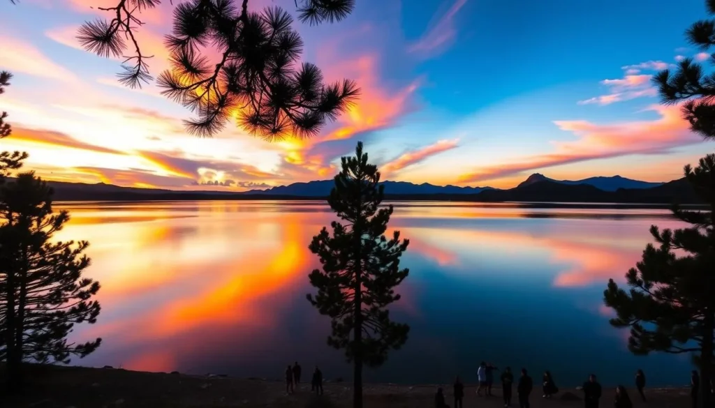 Sunset over one of the lagoons at Lagunas de Zempoala National Park