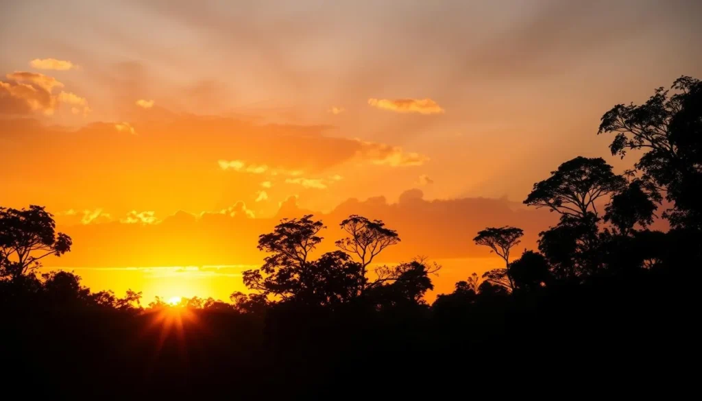 Sunset over the Amazon rainforest canopy in Madidi National Park