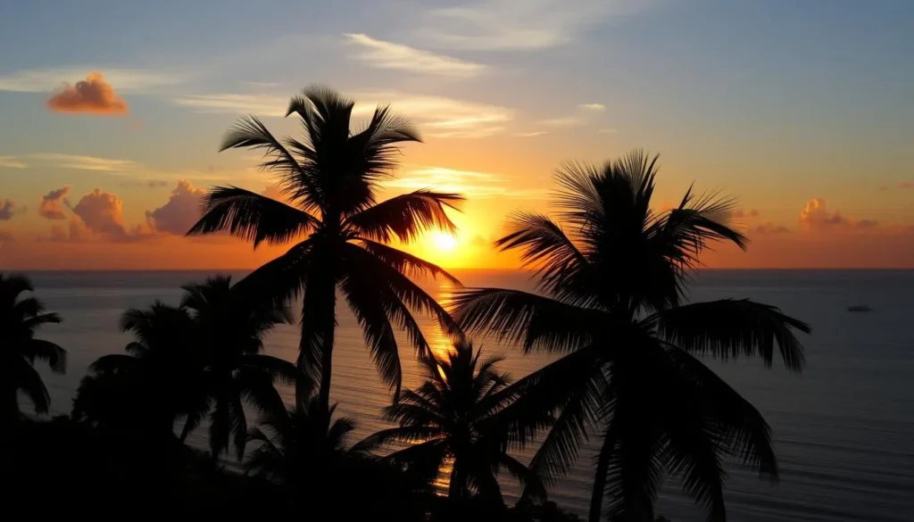 Sunset over the Caribbean Sea viewed from Omoa National Park