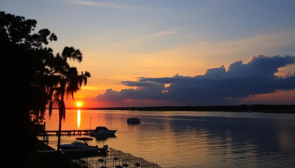 Sunset over the Cooper River with Hanahan in the background