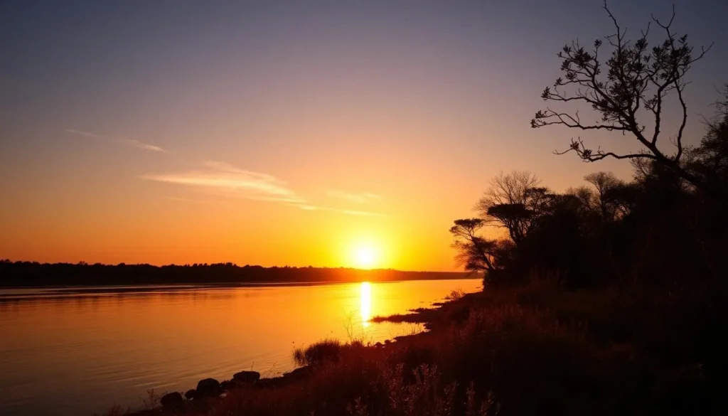 Sunset over the Mandrare River near Amboasary, Madagascar Sunset over the Mandrare River near Amboasary, Madagascar