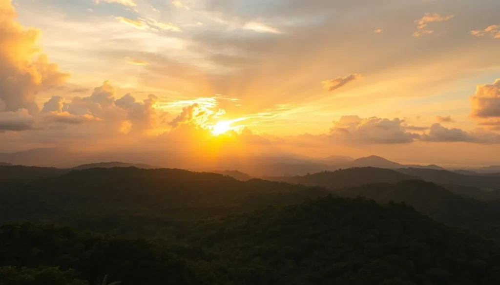 Sunset over the canopy of Tesso Nilo National Park viewed from the observation tower