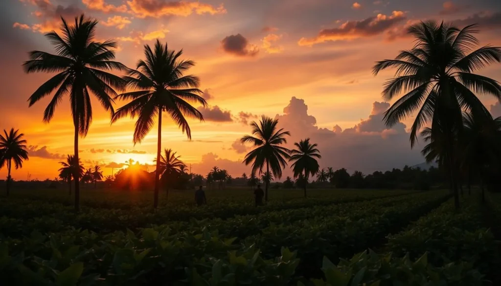 Sunset over tobacco fields in Consolacion del Sur, Cuba