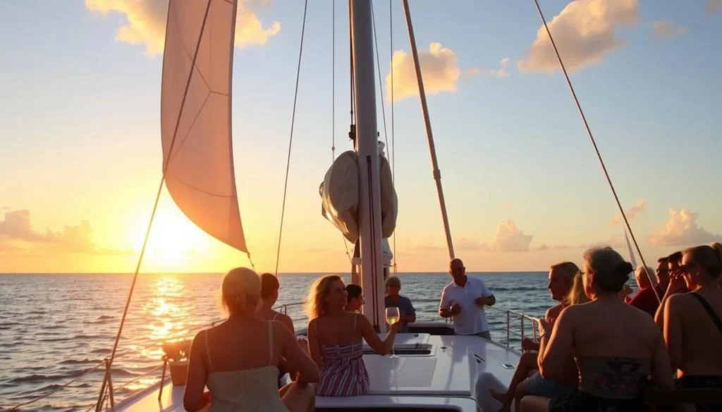 Sunset sailing cruise departing from Sandy Ground