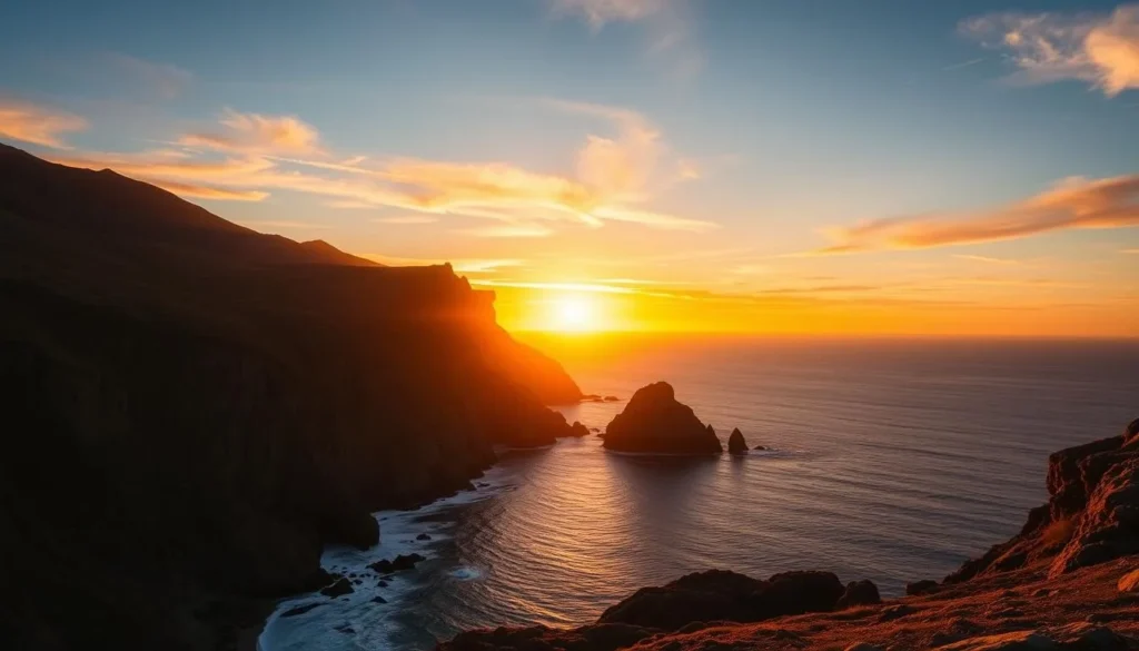 Sunset view from Cavern Point on Santa Cruz Island in Channel Islands National Park