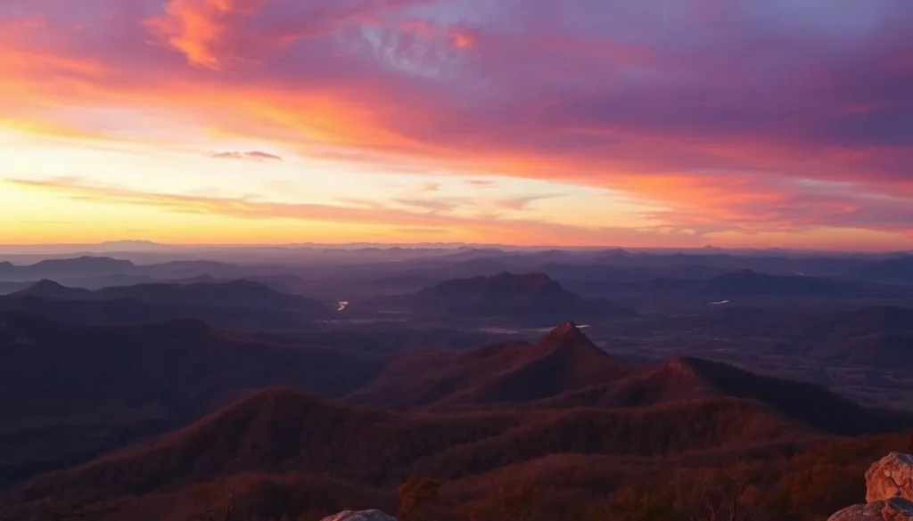 Sunset view from Lookout Mountain near Fort Payne Alabama