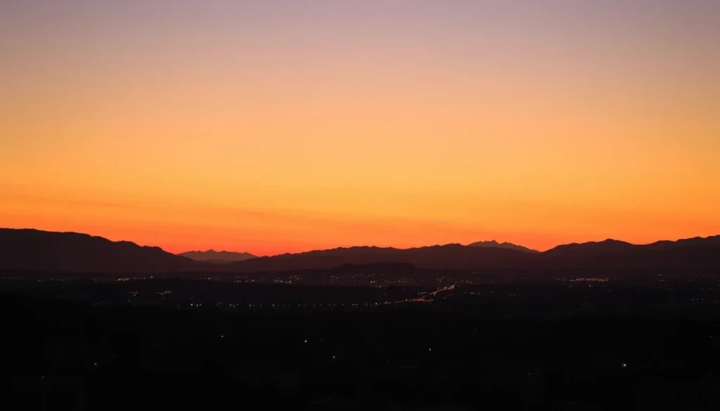 Sunset view of San Miguel de Tucuman with mountains in the background