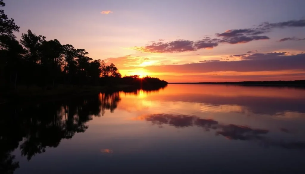 Sunset view of the St. Johns River from Blue Spring State Park