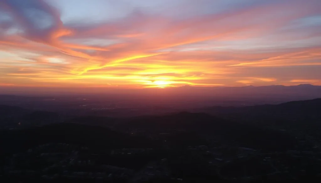 Sunset view over Bandar Lampung city from Puncak Mas viewpoint