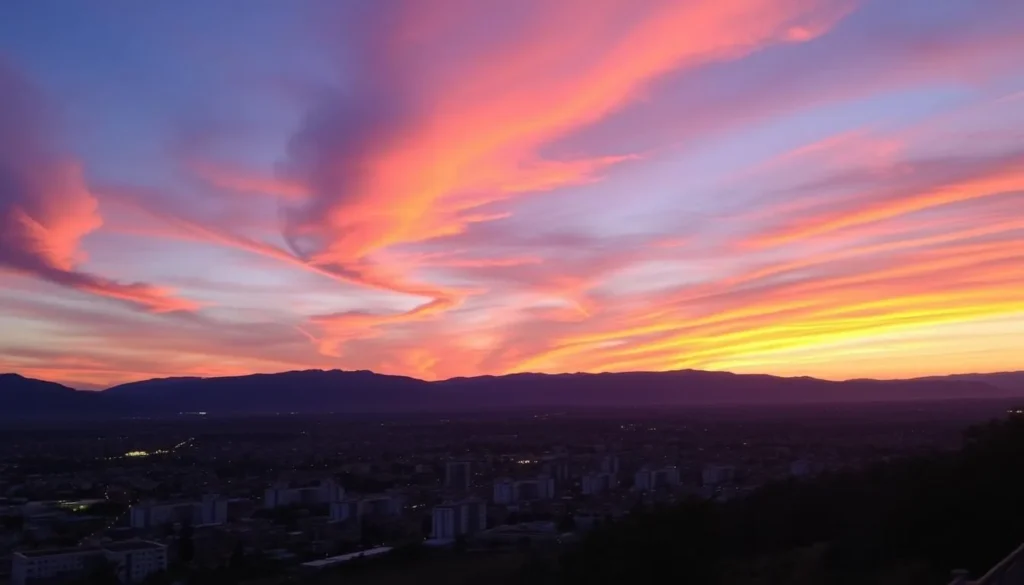 Sunset view over Cochabamba from a viewpoint