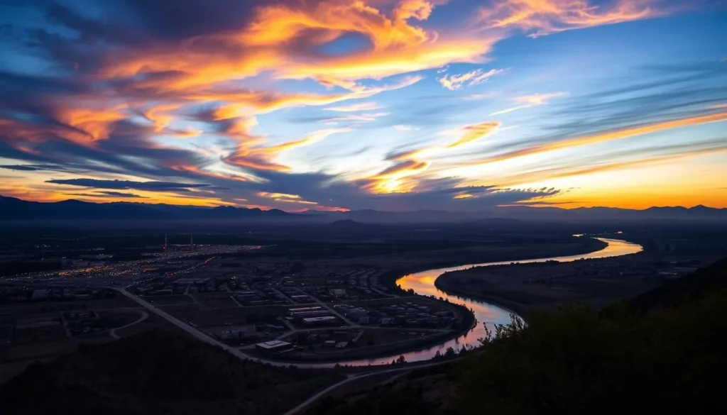 Sunset view over Del Rio, Texas showing the beautiful landscape