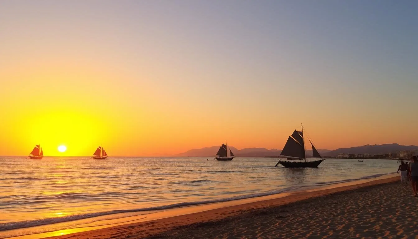 Sunset view over Dibba's coastline during the perfect winter season for visiting