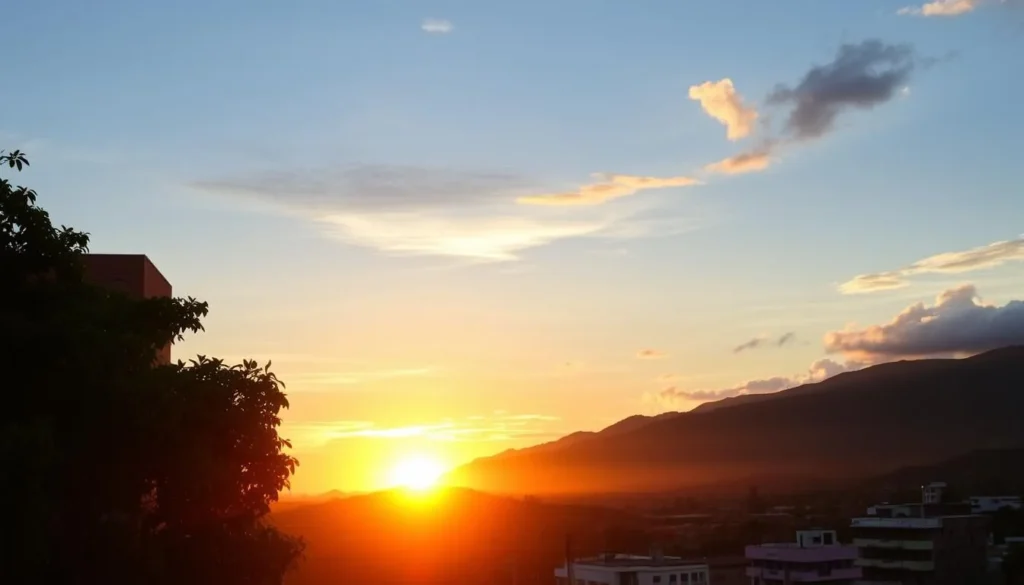 Sunset view over Juticalpa with mountains in the background