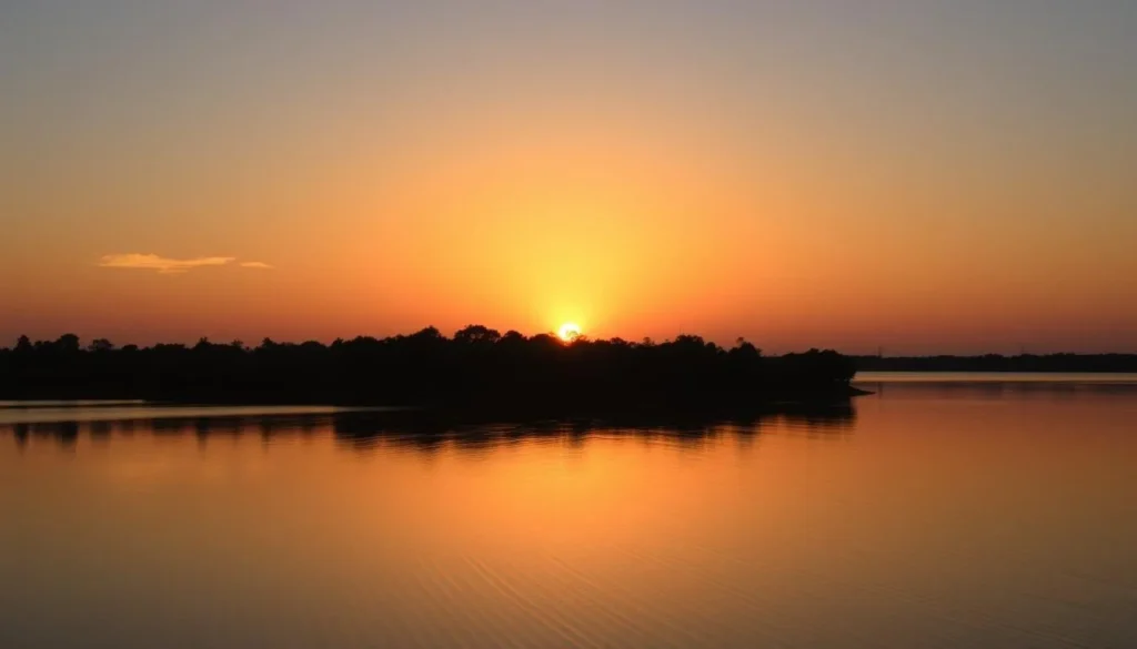 Sunset view over Lake Jackson near the archaeological park