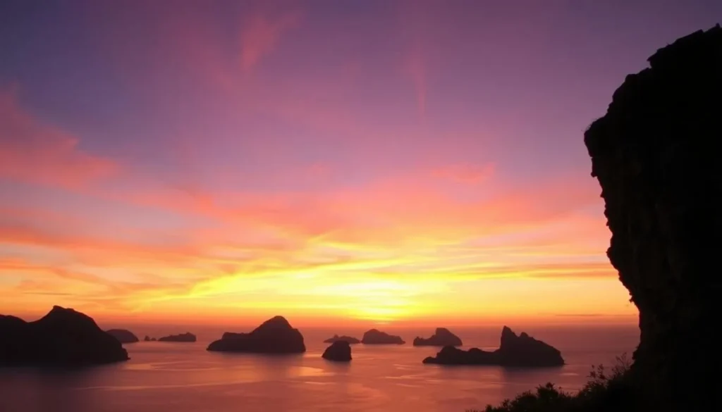 Sunset view over Nosy Hara archipelago from a viewpoint Sunset view over Nosy Hara archipelago from a viewpoint