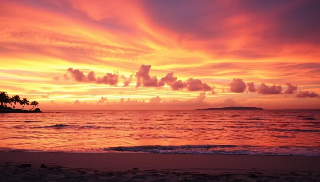 Sunset view over Tampa Bay from a beach near Egmont Key State Park