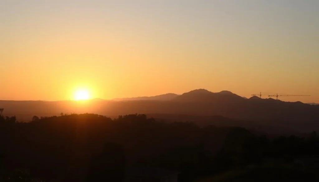 Sunset view over Villanueva Honduras with mountains in the distance Sunset view over Villanueva Honduras with mountains in the distance
