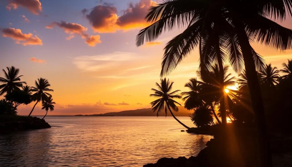 Sunset view over West Bali National Park with golden light filtering through trees