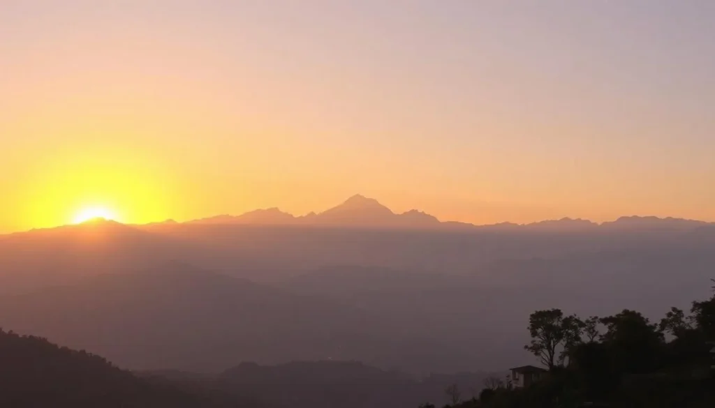 Sunset view over the Annapurna range from Bandipur during autumn