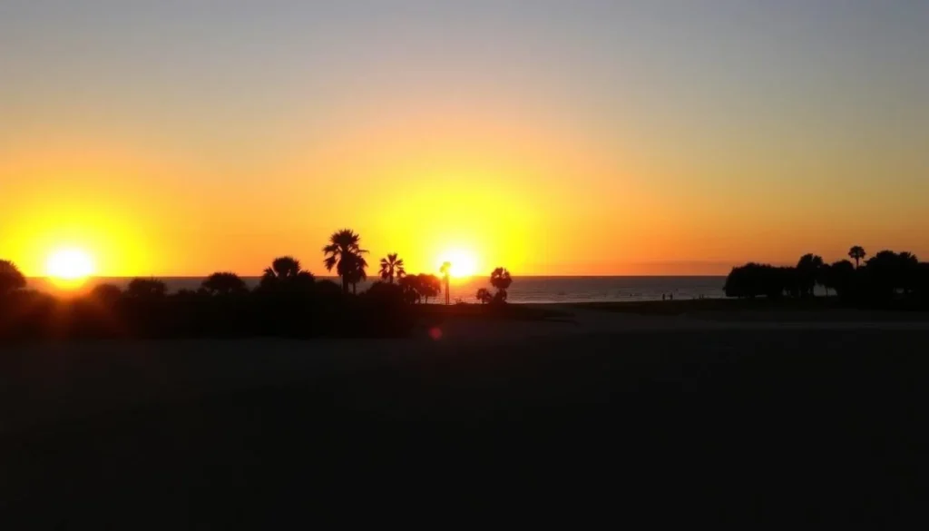 Sunset view over the Atlantic Ocean from Curry Hammock State Park beach