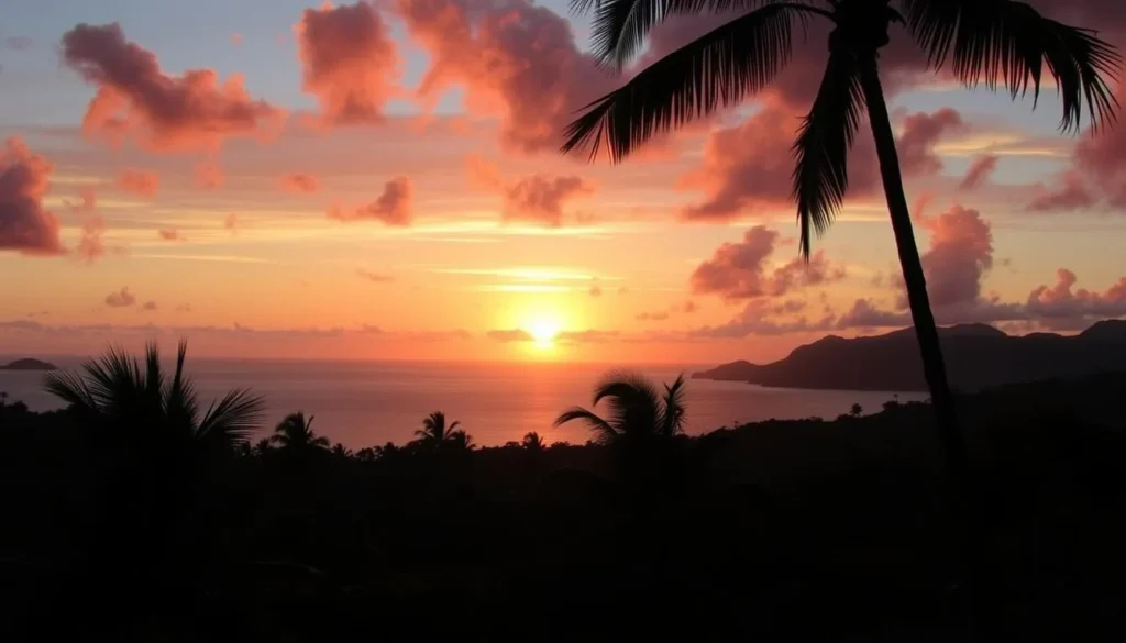 Sunset view over the Caribbean Sea from Nombre de Dios National Park