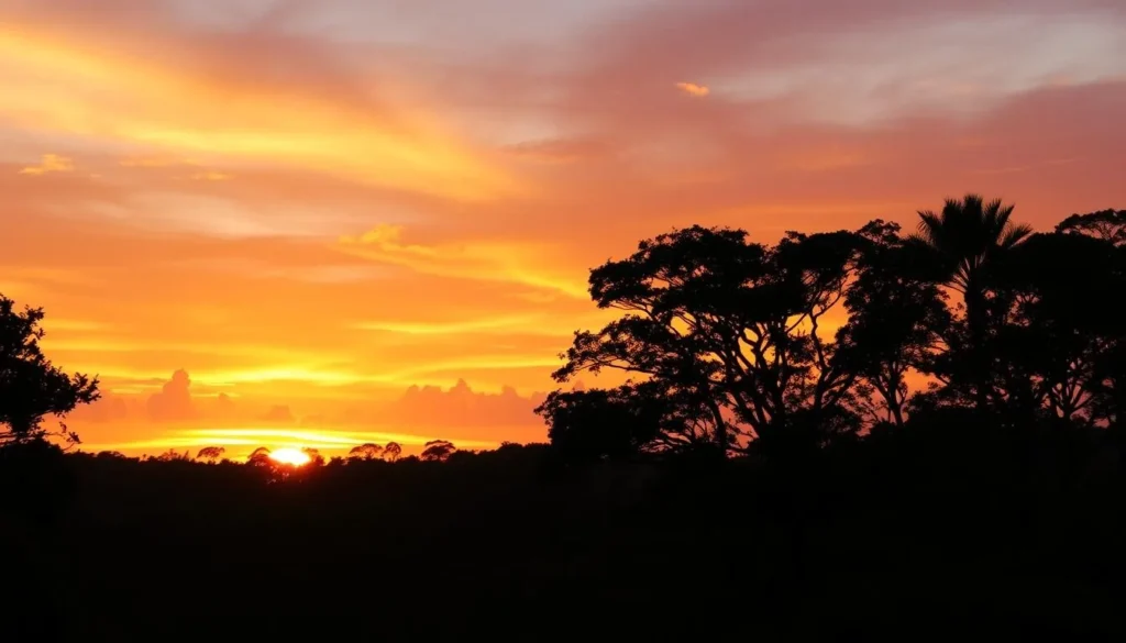 Sunset view over the rainforest canopy of Ranomafana National Park