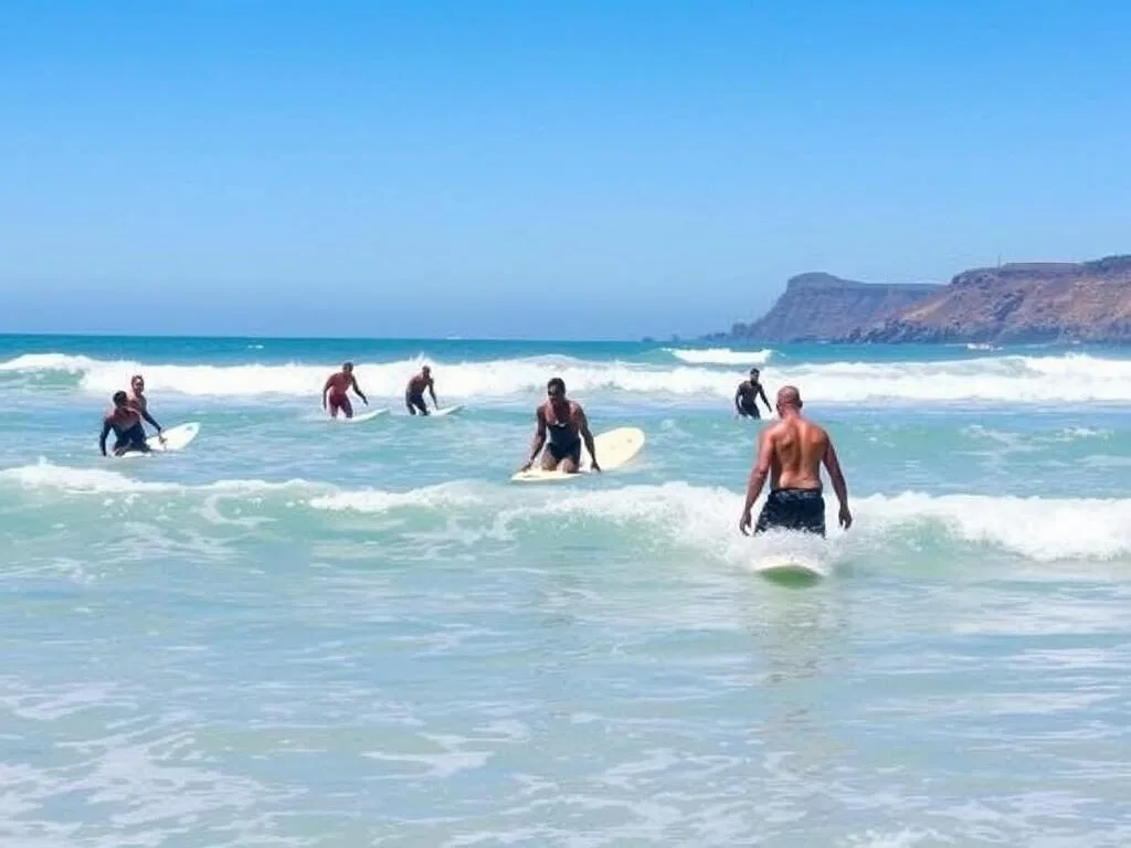Surfers catching waves at Manresa State Beach