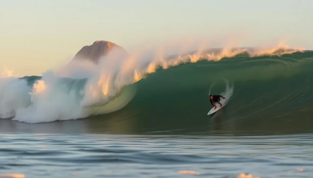 Surfers riding waves at the famous Burleigh break