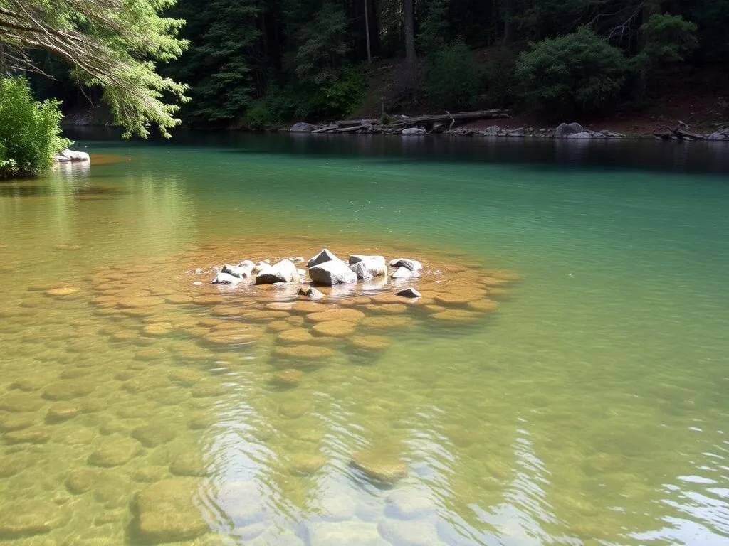 Swimming and fishing spot on the Eel River at Reynolds Wayside Campground