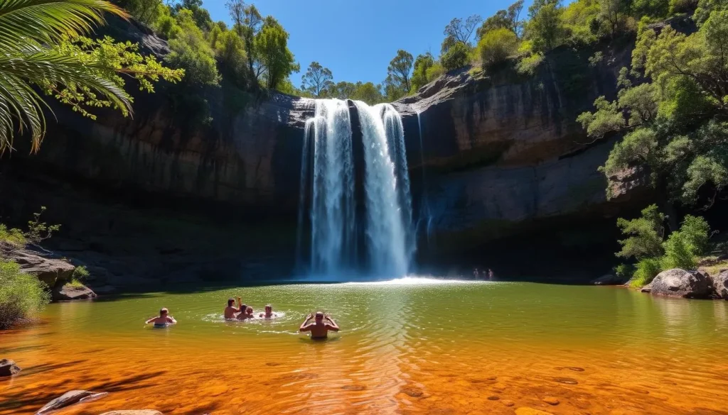 Swimming at Wangi Falls in Litchfield National Park near Batchelor