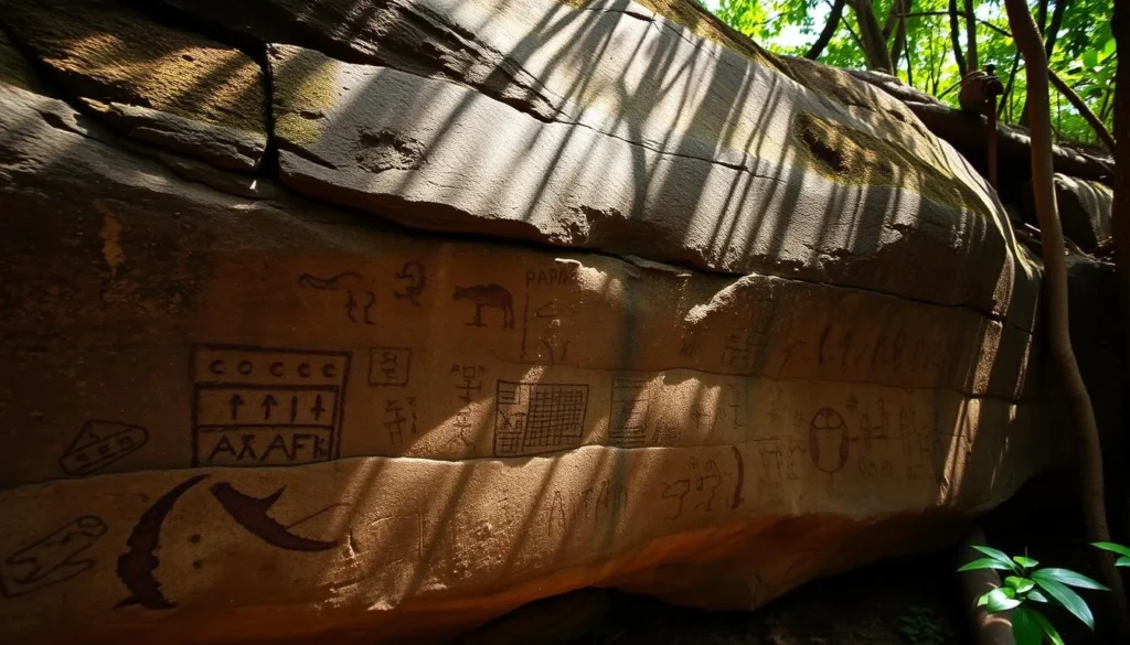 Taíno petroglyphs in El Yunque Rainforest showing ancient indigenous art